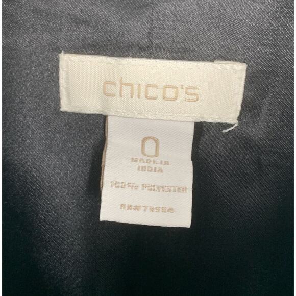 Chico's Sz 0 S Holiday Green Beaded Button Front Jacket Lined Mandarin Collar - Picture 4 of 10